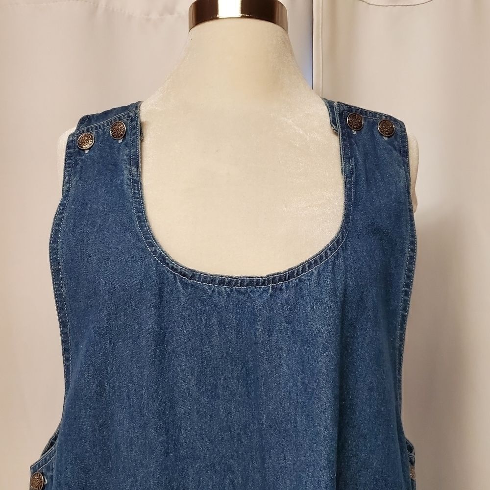 Vintage y2k‎ 90s Blue Jean Denim Overall Jumper Dress Premier International Sz M - Picture 8 of 10